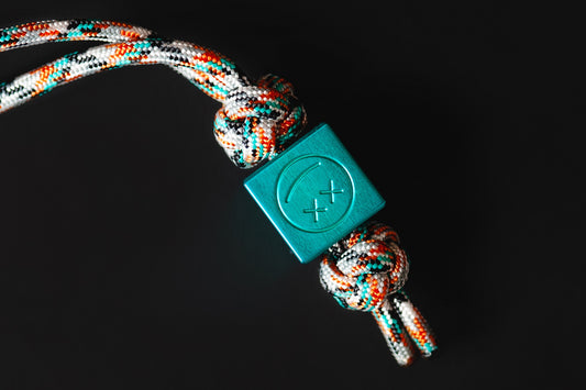 Teal cool aluminum bead for paracord lanyards Cube Sad Face _ 1