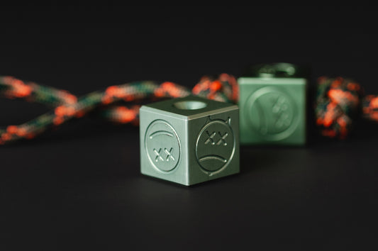 Oliva cool aluminum bead for lanyard Cube Sad Face _ 1