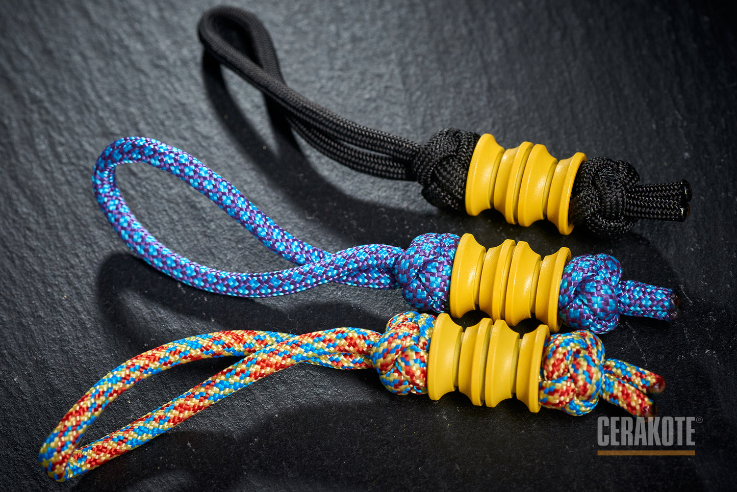 Paracord Knife Lanyard Bead Cylinder Cerakote Coating H-144 Corvette Yellow