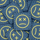 PVC Velcro Patch Sad Face Blue and Yellow