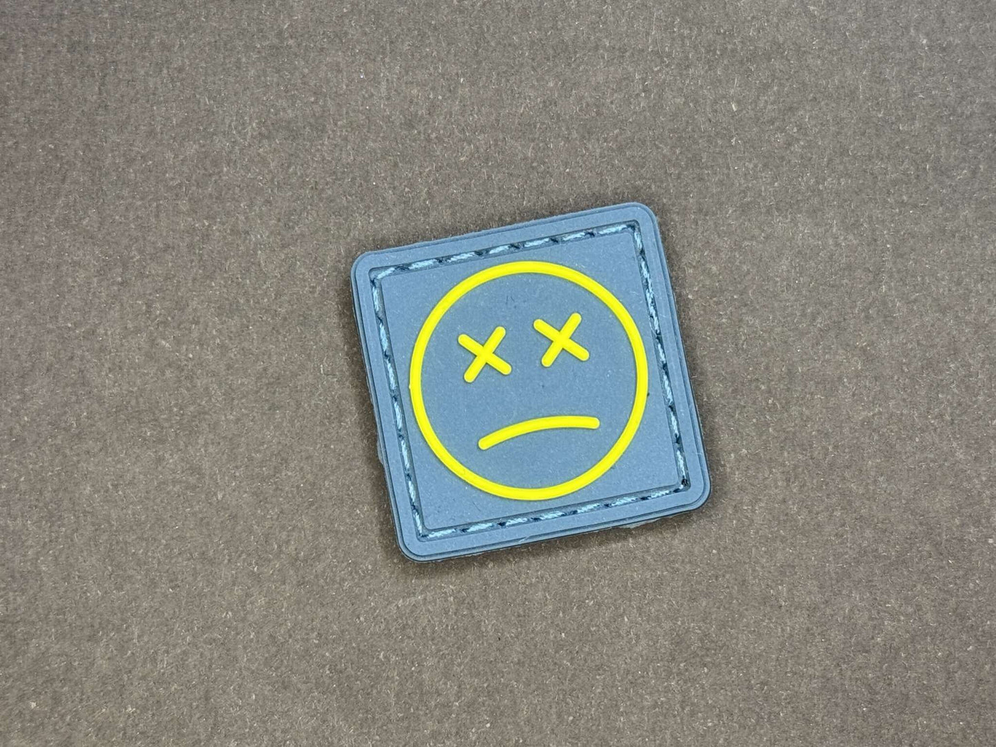 PVC Velcro Patch Sad Face Blue and Yellow