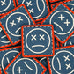 PVC Velcro Patch Sad Face Blue, Red and White