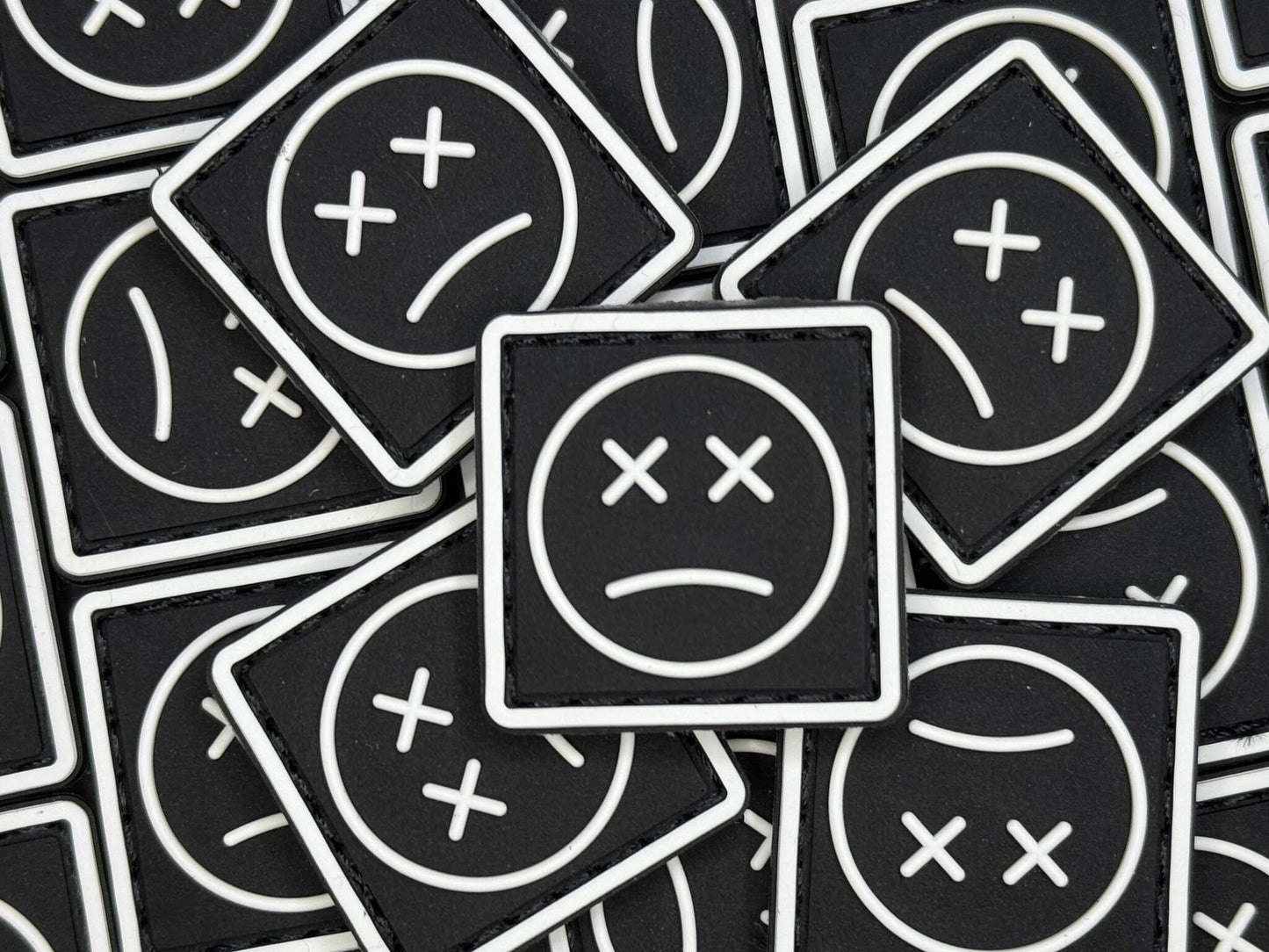 PVC Velcro Patch Sad Face Glow In The Dark