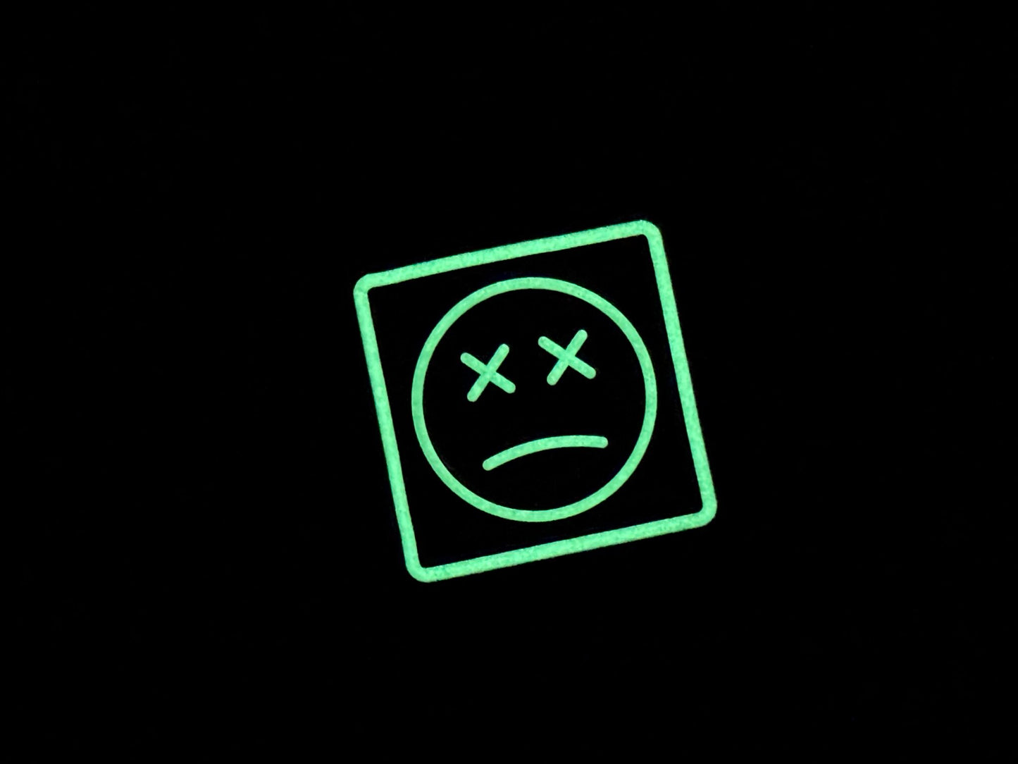 PVC Velcro Patch Sad Face Glow In The Dark