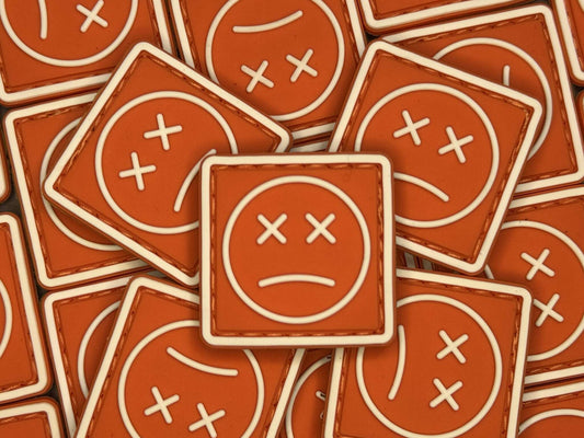 PVC Velcro Patch Sad Face Orange and White