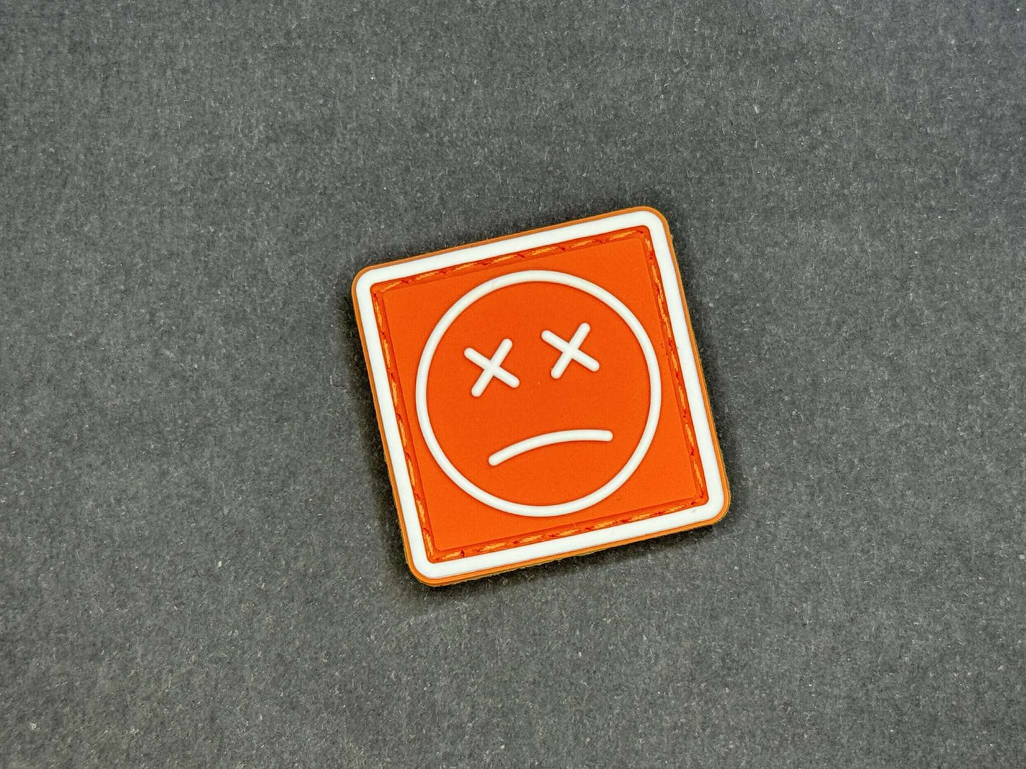 PVC Velcro Patch Sad Face Orange and White