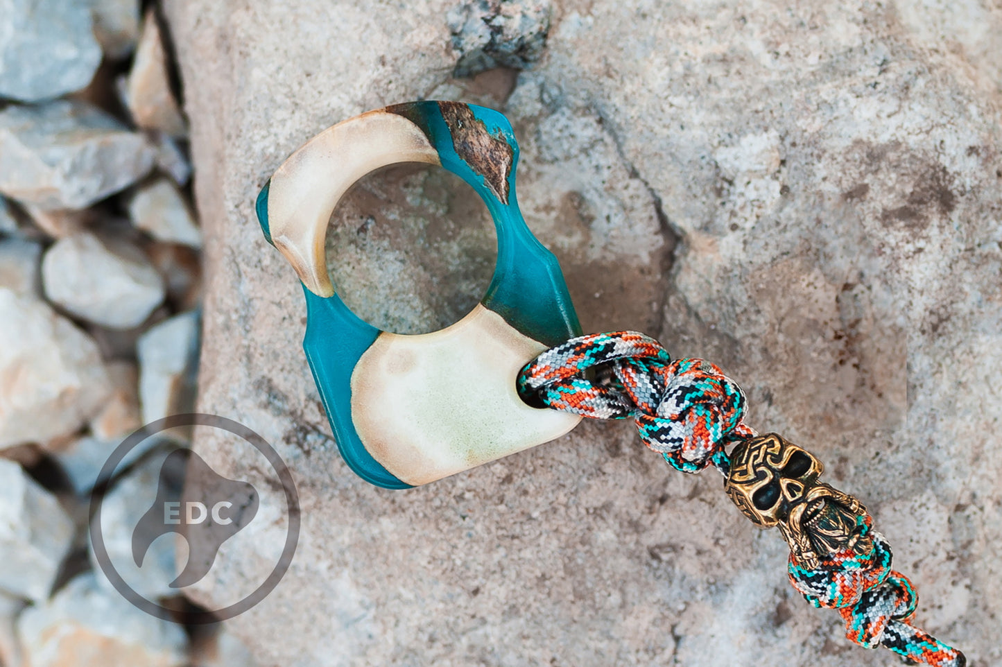 Set of Moose Horn Single Finger Brass Knuckles SFK 01 & Brass Paracord Bead Bearded Skull With Celtic Pattern