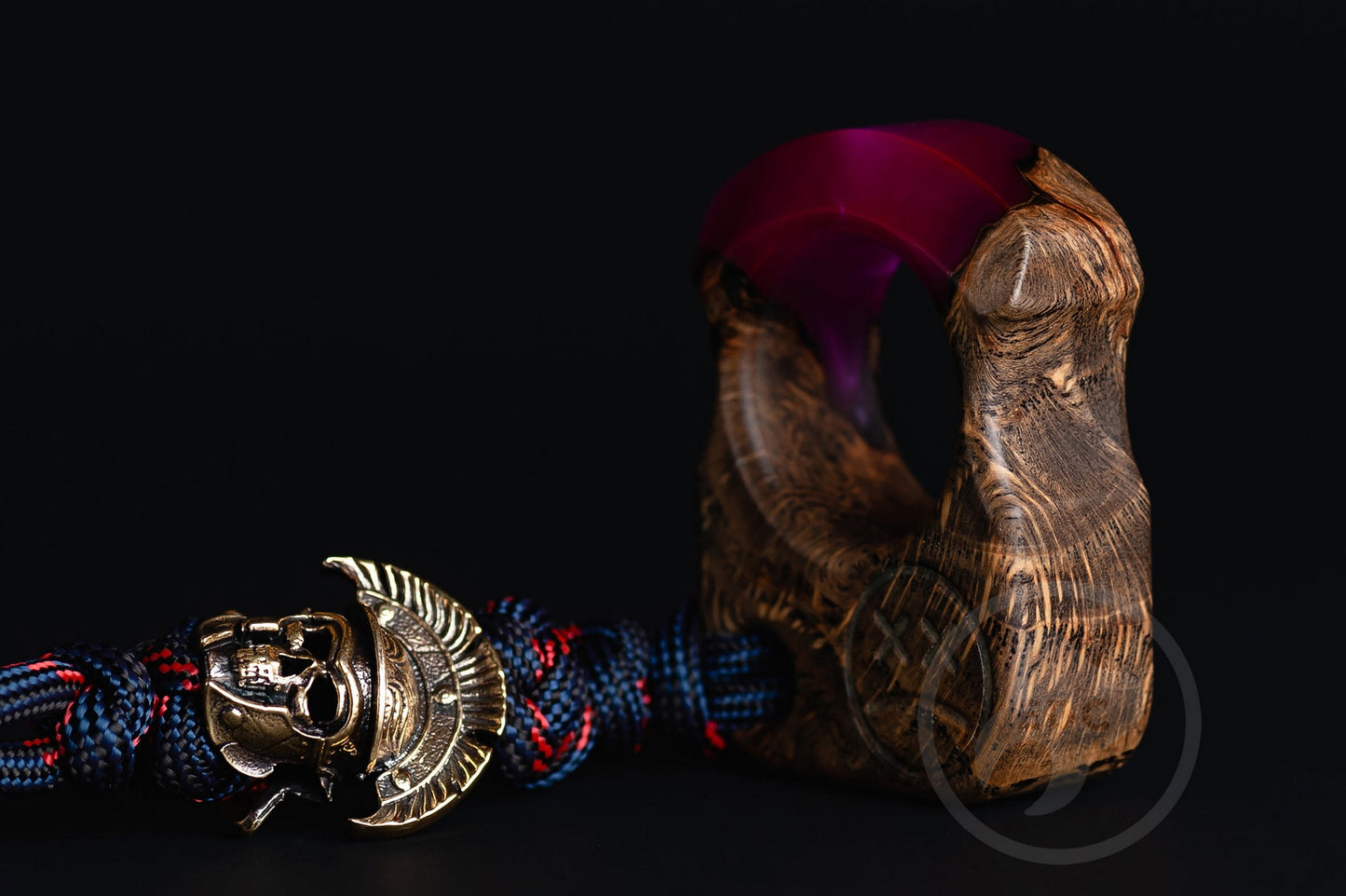 Set of Single EDC Knuck SFK 01 Stab Wood & Brass Skull Bead For Paracord Centurion Helmet