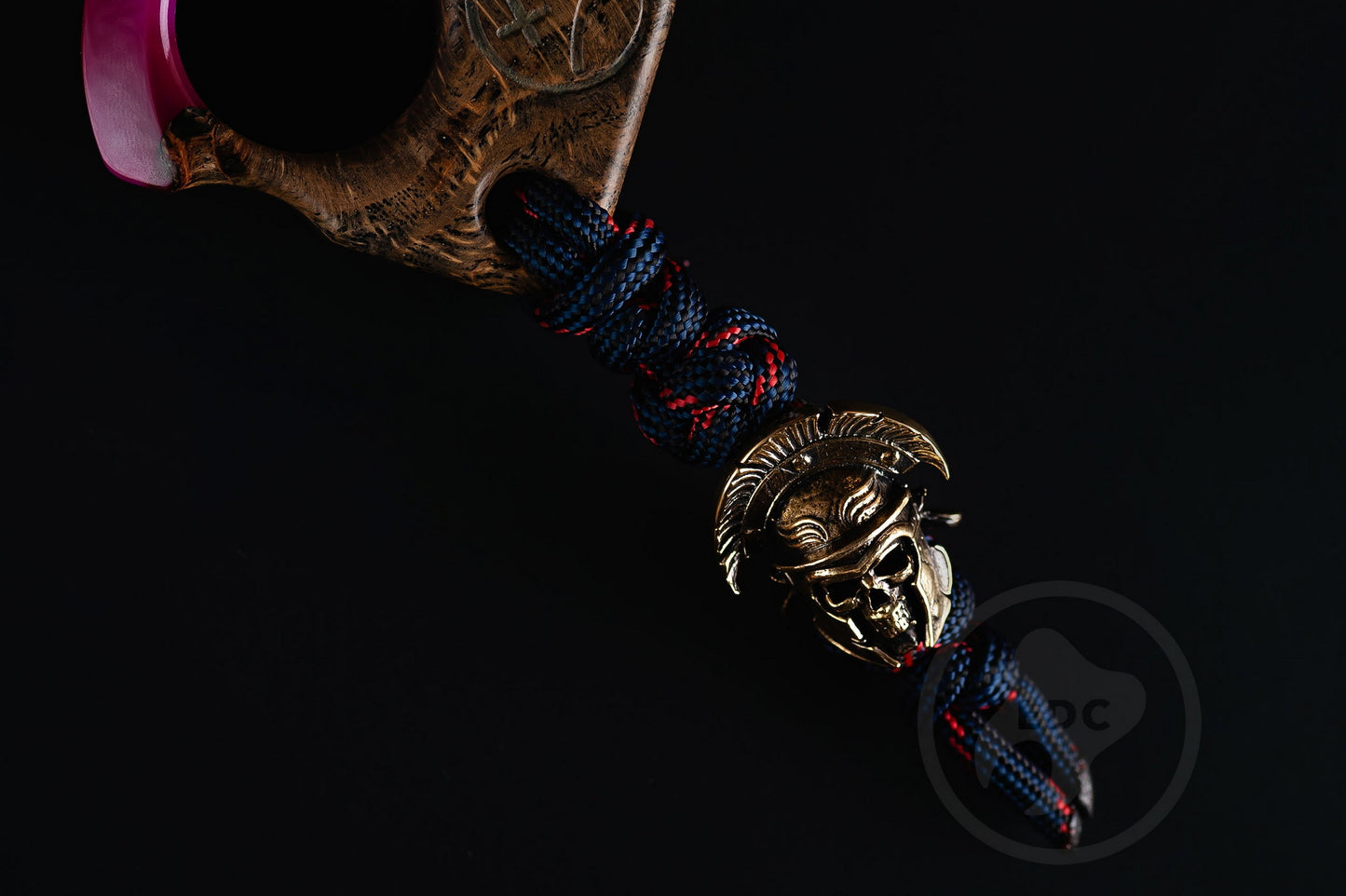 Set of Single EDC Knuck SFK 01 Stab Wood & Brass Skull Bead For Paracord Centurion Helmet