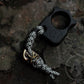 Set of Single Finger Brass Knuckles SFK 03 Black Anodizing Type 3 & Brass Lanyard Bead Alien & EDC Leather Pouch