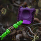 Set of Single Finger Knuckle Brass SFK 03 Purple Anodizing Type 2 & Brass Bead Lanyard Voodoo Shaman & EDC Leather Pouch