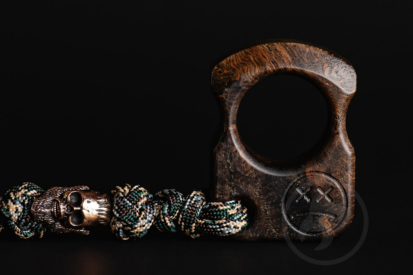 Set of Single Finger Knuckle Duster SFK 01 Stab Wood & Brass Skull Bead Paracord Ragnar Lodbrok