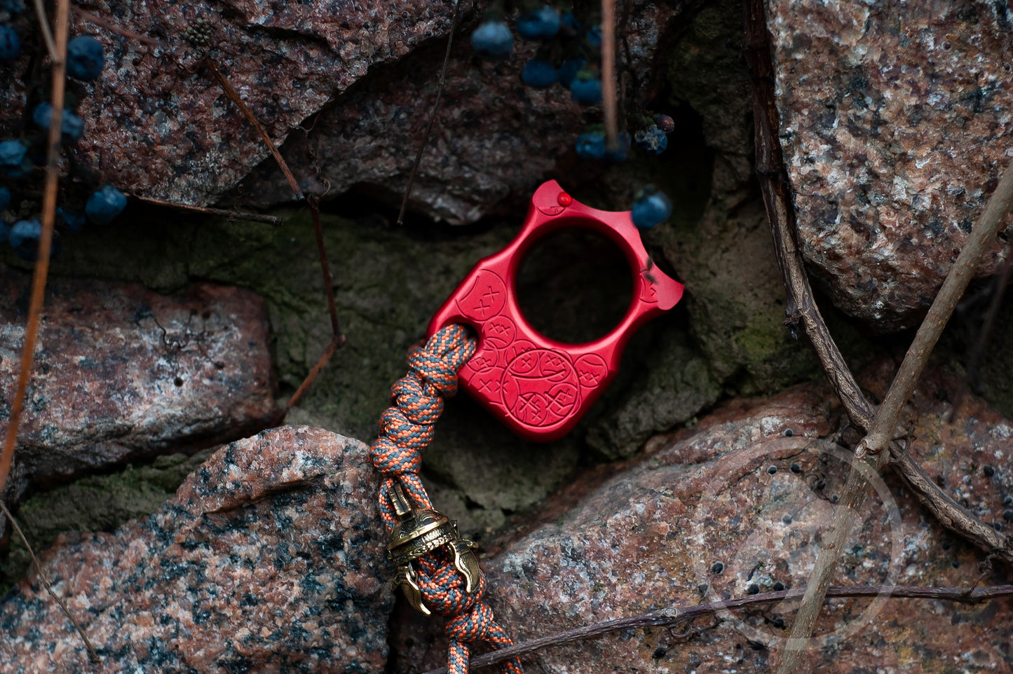 Cool Set of Single Finger Knuckle Duster SFK 03 Red & Lanyard Bead & EDC Pouch _ 1