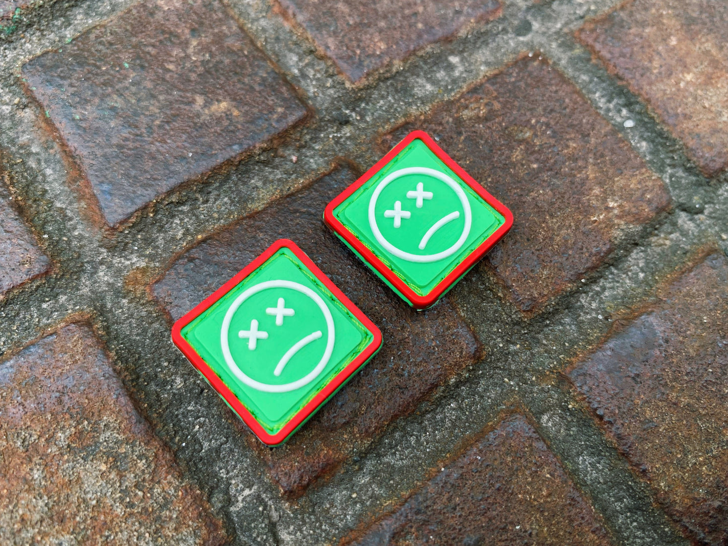 EDC Velcro Patch Sad Face Red, Green, and White 2 pcs.