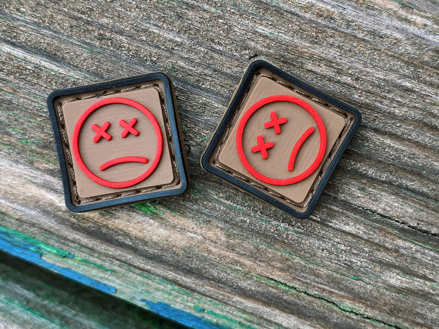 EDC Velcro Patch Sad Face Black, Brown, and Red 2 pcs.