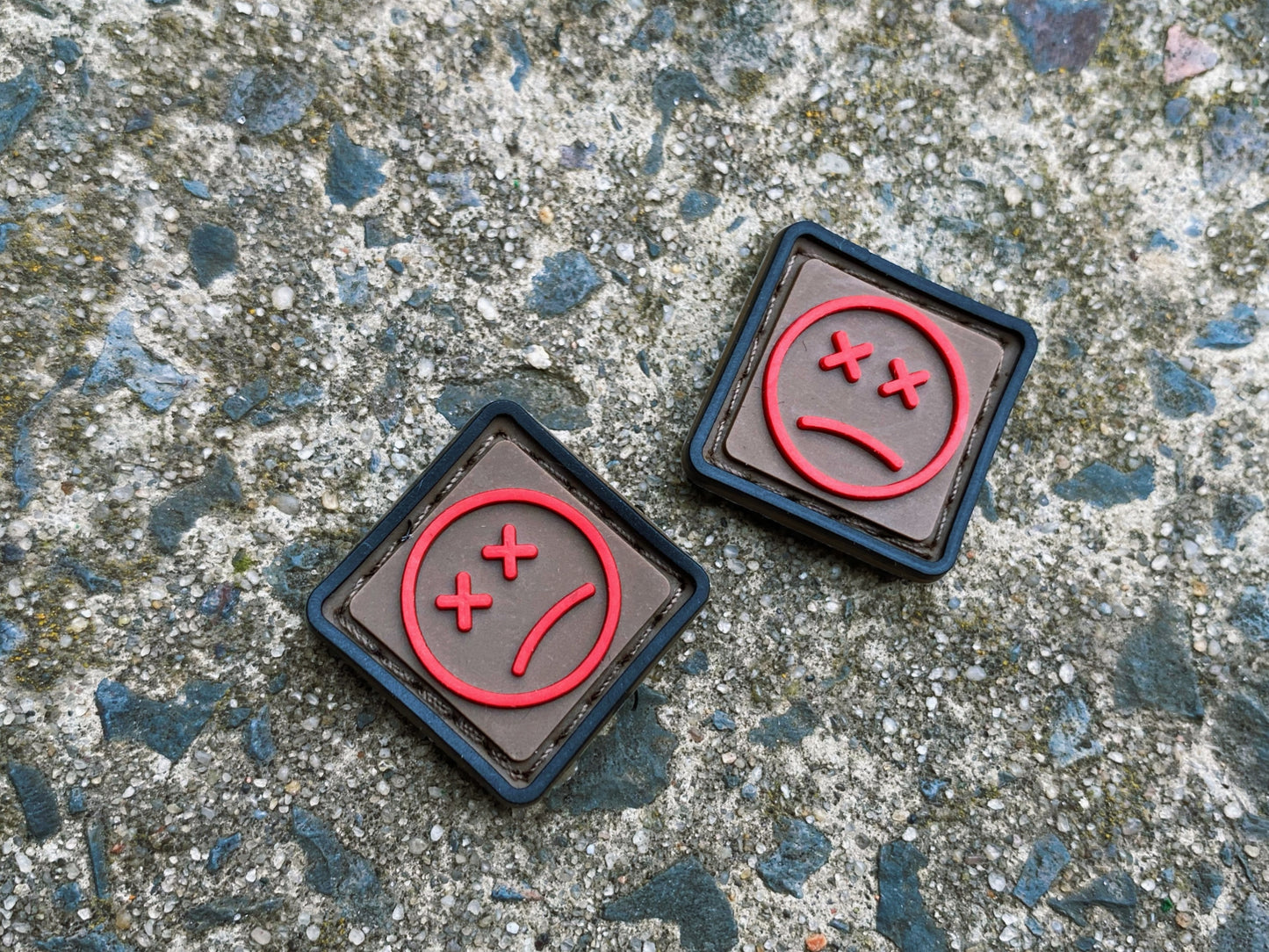 EDC Velcro Patch Sad Face Black, Brown, and Red 2 pcs.