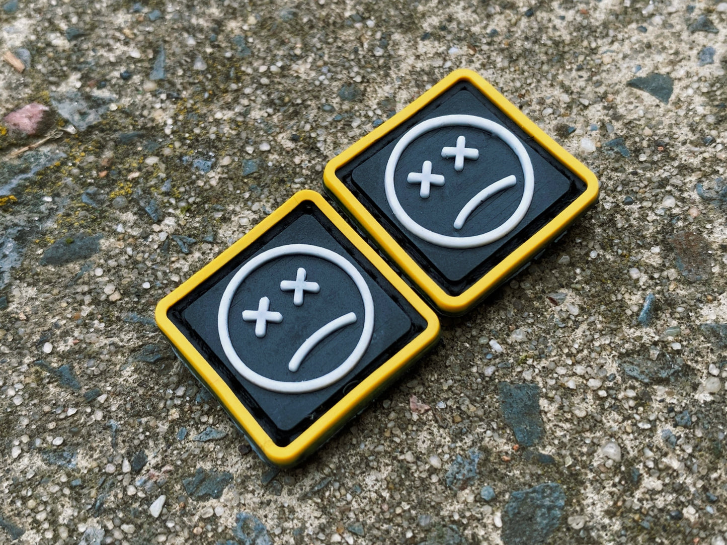 EDC Velcro Patch Sad Face Yellow, Black, and White 2 pcs.