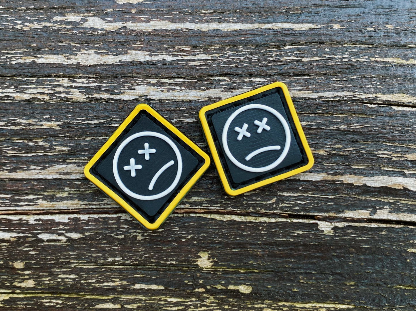 EDC Velcro Patch Sad Face Yellow, Black, and White 2 pcs.