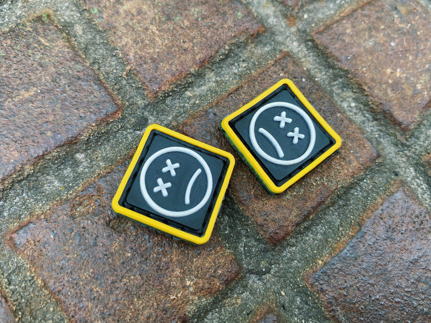 EDC Velcro Patch Sad Face Yellow, Black, and White 2 pcs.