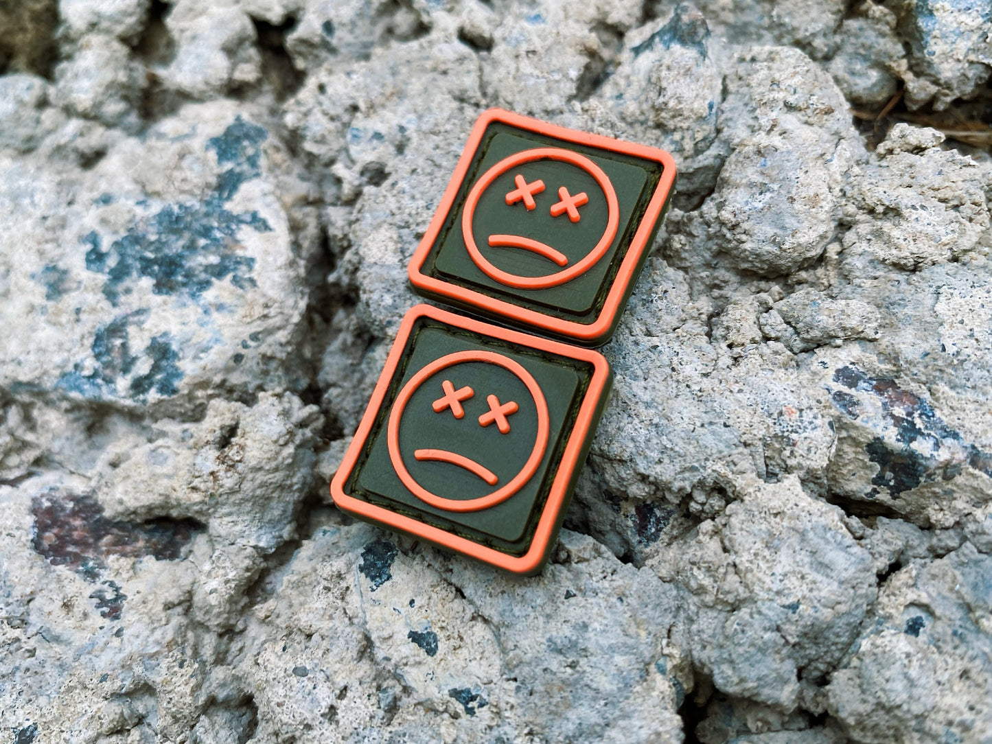 EDC Velcro Patch Sad Face Orange, Oliva, and Orange 2 pcs.