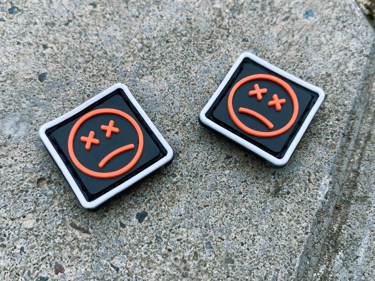 EDC Velcro Patch Sad Face White, Black, and Orange 2 pcs.