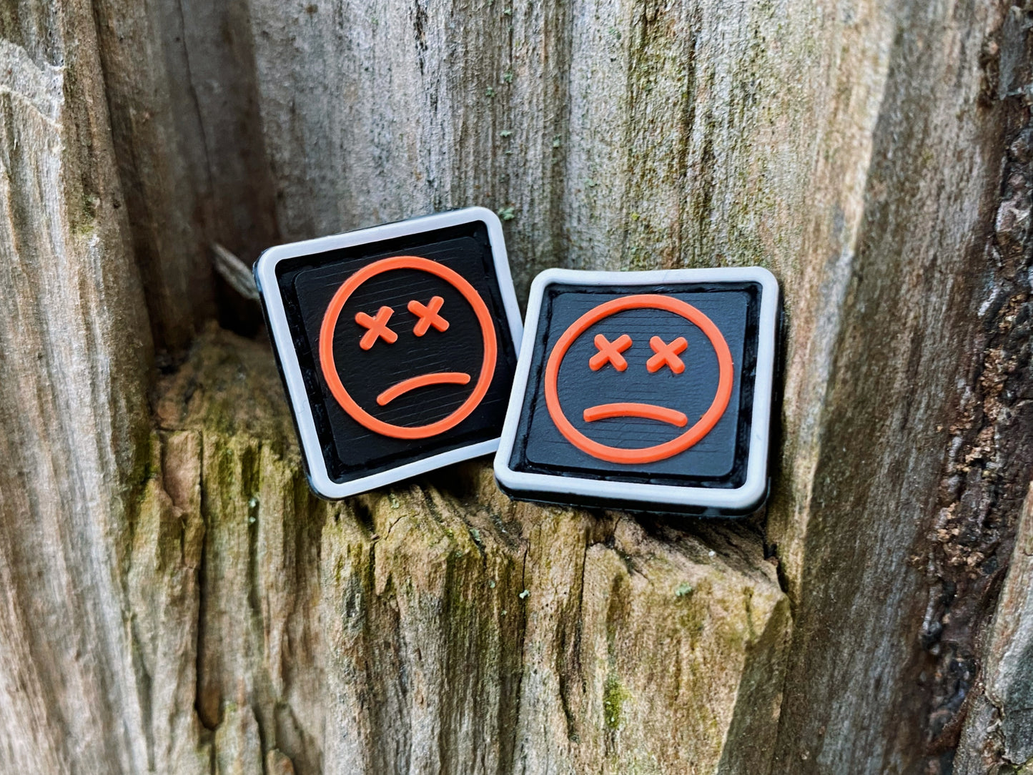 EDC Velcro Patch Sad Face White, Black, and Orange 2 pcs.