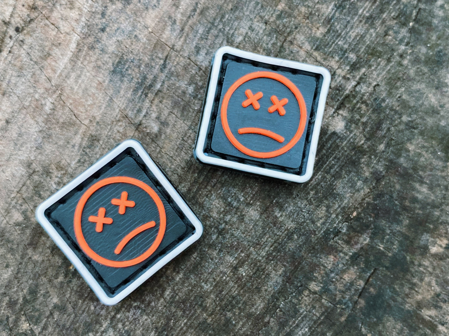 EDC Velcro Patch Sad Face White, Black, and Orange 2 pcs.