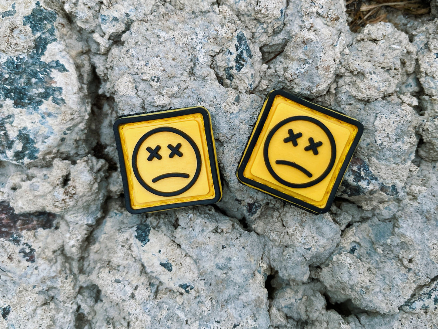 PVC Velcro Patch Sad Face Black, Yellow, and Black 2 pcs.