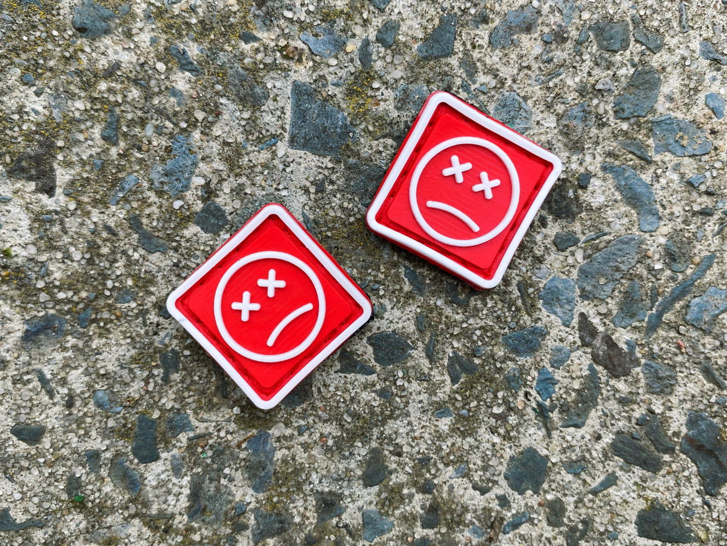 EDC Velcro Patch Sad Face White, Red, and White 2 pcs.