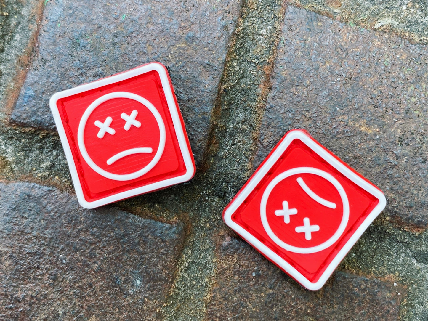 EDC Velcro Patch Sad Face White, Red, and White 2 pcs.