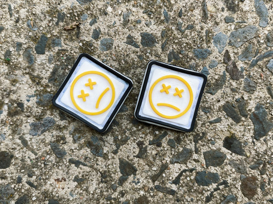 EDC Velcro Patch Sad Face Black, White, and Yellow 2 pcs.