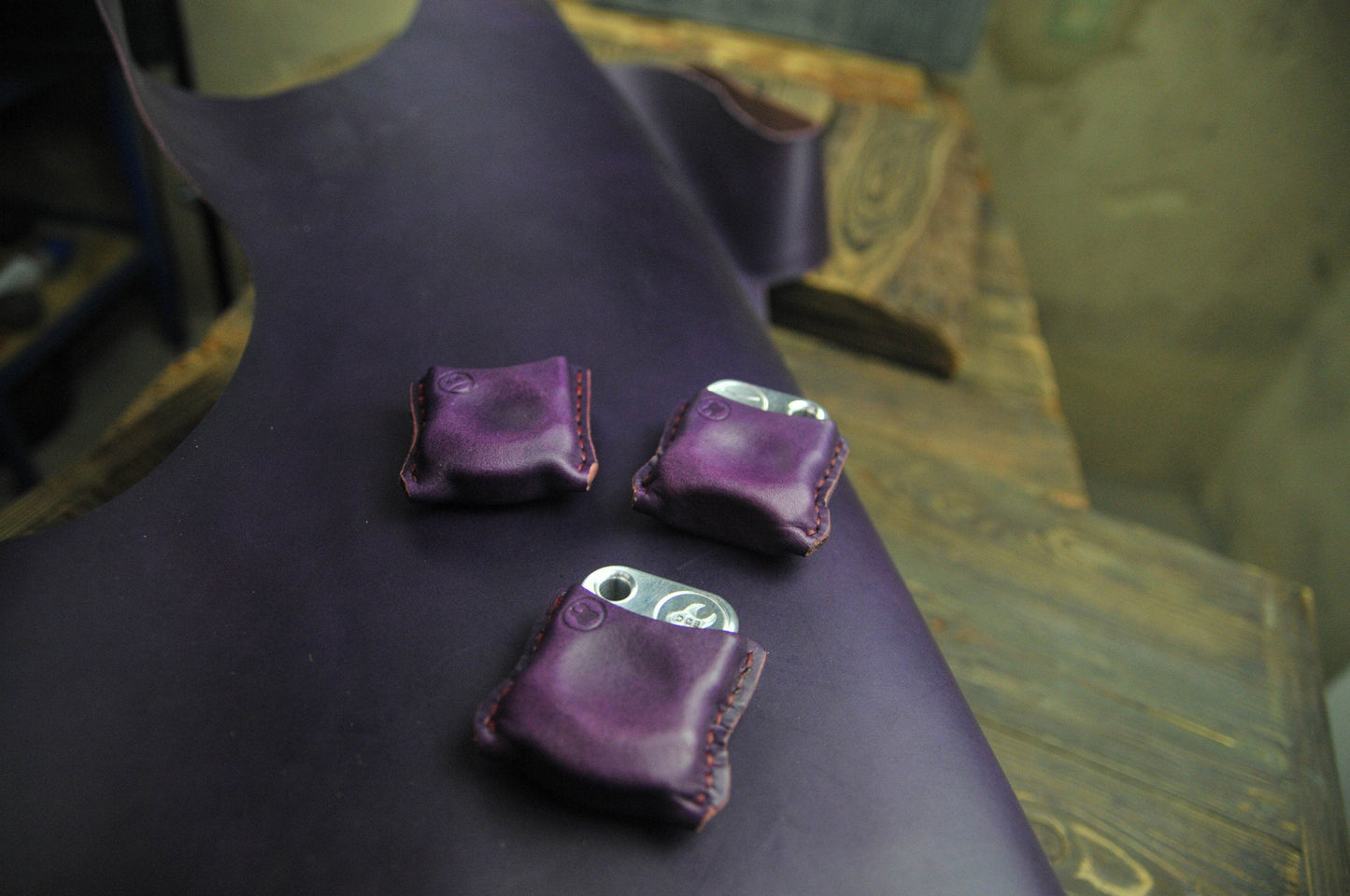 EDC Pouch Purple Leather for Knuck SFK 02